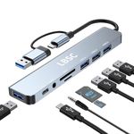 USB C Hub,USB 3.0 Hub, 8 in 1 USB-C USB Splitter with 1 x USB 3.0, 3 x USB 2.0 and 1 x USB C, SD/TF Card Reader, 3.5mm Headphone Jack.USB Multiport Adapter for Smartphones, PC/Laptop/Tablet Devices