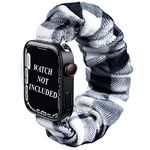 Who is She Women's Scrunchie Watch Band Compatible Apple iWatch Band for Series 7 6 5 4 3 2 1 SE (Watch not Included, 42mm/44mm/45mm Size, Black Stripe)