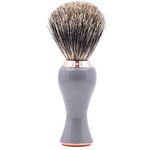 Parker's 3-Band Pure Badger Shave Brush with Stand – Extra Dense Bristles – Deluxe Gray and Rose Gold Handle –Shaving Brush for Men & Women