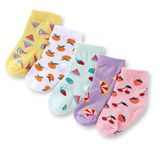 LEALDEALZ kids socks for boys and girls, soft cotton with Antibacterial Wash Pack of 5 Fruit Ninja Printed socks for 4-5 years