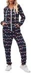 Ekouaer Christmas Onesie Adult Hooded Womens Onesie Pajamas Comfy Zipper One Piece Pajamas with Pocket XS-XXL