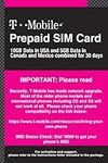 Canada, Mexico and USA Prepaid SIM Card T-Mobile 10GB 4G LTE Data in USA and 5GB Data in Canada or Mexico Combined with Unlimited Talk and Text Among and Within Canada, Mexico and USA for 30 Days