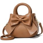 YOUNXSL Shoulder Bag for Women PU Leather Purse Girls Bowknot Handbag Fashion Top-Handle Satchel Ladies Crossbody, Brown 1, One Size