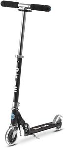 Micro Scooters | Micro Sprite Classic LED Children's Scooter | Handlebar Adjustable | Light Up Wheels | Foldable | Kickstand | 5 to Teen | Boys & Girls | Black