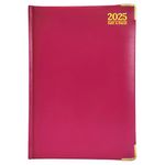 Aibulo 2025 A5 Day A Page Diary Pink - Full Year Planner Organiser with Hardback Cover & Ribbon, Assorted Colours