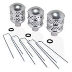 PATSONᵀᴹ 3 Pack Aluminum Bubbler Sprinkler Heads for Drip Irrigation - Bubbler Drip Heads - Gentle Watering Soaker System - for use with Garden Hose - 3 Spare Rubber Washer - Lawn Staples
