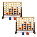 YardGames 3 x 2 Feet Premium Wooden Giant 4 in a Row Yard and Backyard Multi Player Outdoor Lawn Game Set for Parties, BBQs, and More (2 Pack)