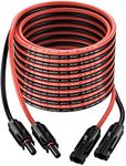 GARLLEN Solar Panel Extension Cable 10AWG/6mm², 15M Solar Panel Cable with IP68 Waterproof, Solar Panel Photovoltaic Cable with Female and Male Connectors (15m Red + 15m Black)