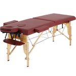 Dkeli Portable Massage Table Spa Bed Folding 84 Inch Height Adjustable 2 Fold Massage Bed with Carry Case PU Leather Professional Facial Salon Tattoo Bed with Face Cradle, Hold Up to 450Lbs, Burgundy