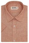 GHPC Cotton Linen Plain Solid Half Sleeves Regular Fit Formal Shirt for Men (Orange, FSH208412_42)