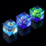 YEMEKO 3Pcs 3Color D6 Dargon Eye DND Dice with 3Color Resin Sharp Edge, 6 Sided Dice 16mm Handmade Polyhedral D&D Dice for Dungeons and Dragons, RPG, MTG Table Games(Blue+Green+Purple)