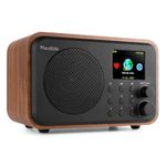 Audizio Vicenza Portable WiFi Internet Radio DAB FM Receiver with Bluetooth, DAB+, Rechargeable Battery, TFT Colour Display, Dual Alarm, Remote Control - Wood Finish