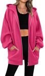 CHICZONE Women Zip Up Hoodie Long Sleeve Ladies Plus Size Fleece Hooded Sweatshirt Fall Winter Oversized Trendy Jacket Coat Rose XX-Large