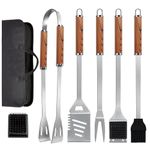 KALAHOL 7-in-1 BBQ Tools Set Extra Thick Stainless Steel Grill Tool Set with Storage Bag, Premium Complete Outdoor BBQ Utensils Set Professional Barbecue Accessories BBQ Kit for Men and Women Gift