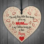 RED OCEAN My Children Having You As Their Nanny Wooden Hanging Heart Plaque Cute Mothers Day Sign