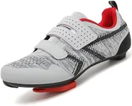 ULTIANT Cycling Shoes Mens Womens Compatible with Peloton Indoor Riding Shoes Road Bicycle Shoes with Look SPD SL Delta Cleats Outdoor Pedal Bike Shoes(Grey_G,45)