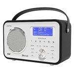 Spitalfields 2 Retro DAB/DAB+ Digital FM Portable Radio | Alarm Clock | Bluetooth 5.0 | Leather Effect Finish | Mains Powered | Rechargable Battery | Subwoofer | Premium Stereo Sound (Black)