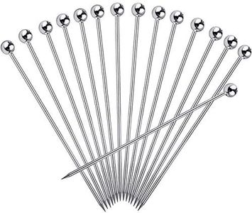 FATLODA 15PCS Cocktail Picks for Drinks, Stainless Steel Cocktail Toothpicks, Reusable Cocktail Skewers, Garnish Picks Bloody Mary Skewers, Metal Martini Picks for Olives Appetizers Fruit (4.3 Inch)