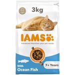 IAMS Complete Dry Cat Food for Senior 7+ Cats with Ocean Fish 3 kg