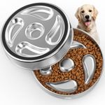 Slow Feeder Dog Bowls, 304 Stainless Steel Dog Slow Feeder Bowl 3.8 Cups Metal Dog Food Bowl with Non-Slip Bottom Shallow Slow Eating Dog Bowl for Small & Medium Breed Stop Bloat, Dishwasher Safe