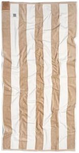 MOMOMUS Serviette de Plage de Coton Velour 100% - Rayures Cabana, Doux et Ultraabsorbant - Idéal comme Grand Drap de Plage Anti Sable et Serviette Piscine - Beige, 90x180 cm