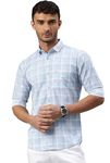 Majestic Man Box Checkered Slim fit Cotton Casual Shirt (XXXX-Large, Light Blue)