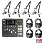 Rode RODECaster Pro 2 Audio Production Console with 4x PodMic Podcasting Microphones, PSA1+ Professional Boom Arms, Over-Ear Headphones, 32GB microSD Card, and 4x XLR Cables