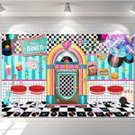 Avezano 50s Retro Diner Party Backdrop 50s Retro Rock and Roll Diner Classic Party Decoration Banner 1950s Sock Hop Party Decor 70.8 x 43.3 Inch