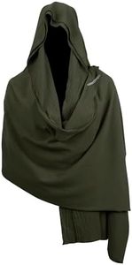 JEGERMIG Men‘s Green Renaissance Head Scarf Hood Shawl Shaman Hooded Cloak Cowl Post Apocalyptic Cape Cosplay Costume