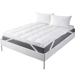 Puredown® Mattress Topper Twin Size, Pillow Top Bed Topper with Goose Feather and Down Alternative Fill, Mattress Pad 100% Cotton Fabric Bed Topper (39x75 Inch, White)