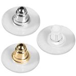 FineGood 150 pairs Bullet Clutch Earring Backs Clear and Rubber Earring Safety Pads - Silver, Gold, Clear