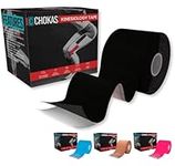 CHOKAS Kinesiology Tape 5m Roll, Elastic Therapeutic Sports Tape for Shoulder,Ankle,Elbow,Wrist,shin,Splints and Knee Support, Waterproof Physio Body Tape for Muscle Pain Relief, Boob Tape (Black)