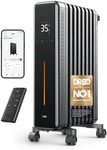 Dreo 2000W Smart Oil Filled Radiator for Large Room, 9 Fins Silent Electric Heater with Temp Display, Digital Thermostat, Remote, Low Energy Heaters for Home, 7 Safety Protection, 24H Timer
