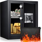 53L Hotel Safe Fireproof Waterproof Safe for Home with Combination Lock KEYSAFER Large Capacity Money Safe with 2 Emergency Keys Three Bolt Locking Wall Safe for Jewellery Cash Documents