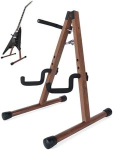 Electric Guitar Stand, Universal A-Frame Bass Stand with Anti-Tip Arm & EVA Pads, Electric Bass Rack Holder Fit Kelly, Rhoads, Firebird, Explorer, Strandberg, or Other Extreme Shape for Studio Stage