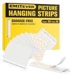 Emitever Picture Mounting Strips, Heavy Duty Adhesive Strips 20 Pairs (40 Strips), 100mm*20mm, White - for Pictures, Frames, Mirrors, Wall Decor and Signs (XL)