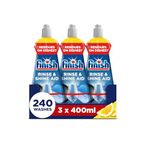 Finish Dishwasher Rinse & Shine Aid, Lemon, 1.2L (400ml x 3 pck), Ultimate Clean & Diamond Shine, Glass Protection, Spot Prevention, Better Drying vs Finish Detergent Alone