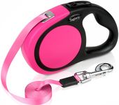 Taglory Retractable Dog Lead 5 m, Extendable Leash No-Tangle Heavy Duty Dogs Nylon Tape, Suitable for Medium and Large Dogs Up to 45 kg, Pink