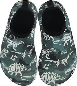 BomKinta Kids Water Shoes Boys Girls Quick Dry Non-Slip Aqua Socks for Beach Swimming Pool Camouflage Dinosaur Size 5-5.5 M US Toddler