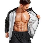 Ursexyly Sauna Suit for Men Weight Loss Workout Running Jacket Full Zip Athletic Hoodie Top Long Sleeve Gym Shirt Sweat Suits (Black, Medium)