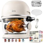 Non Toxic Air Fryer™ - Glass AirFryer 5 Quart w/ 360 Visibility, Self-Cleaning, 400F Vortex Air Fryer for Even Cooking, BPA-Free Teflon Free, 9-in-1 Functions, Rotisserie, Roast, Bake, White