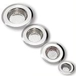 Drain Hair Catcher, 4 Pack, Shower Drain Cover for Bathtub, Kitchen Sink Strainer, Stainless Steel Bathroom Sink, Different Sizes from 2.1" to 4.5"