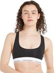 Calvin Klein - Women's Bralette - Modern Cotton - 53% Cotton 35% Modal 12% Elastane - Black - Cotton Modal Blend - Racerback Styling - Unlined, No Padding - Calvin Klein Logo Print - Size