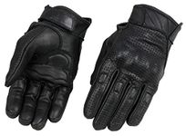 Milwaukee Leather MG7500 Men's Black Perforated Leather Gel Padded Palm Motorcycle Hand Gloves W/ 'Rubberized Hard Knuckle’ For Protection - Medium