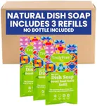 Truly Free Natural Concentrated Dish Detergent Dishwashing Liquid | Plant-Based Dish Soap | Sweet Basil Fresh Scent | Pack of 3