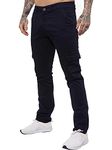 Ze ENZO Jeans Mens Cargo Combat Trousers Chinos Slim Fit Cotton Stretch Work Pants Navy 32R