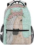 ALAZA Flower Horse Backpack for Girls Backpacks for Elementary School Bags Cute Bookbag for Kids 3rd 4th 5th Grade