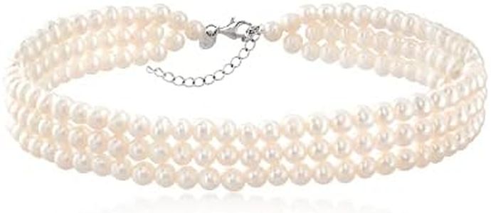 Ross-Simons 5-6mm Cultured Pearl 3-Row Choker Necklace in Sterling Silver. 14 inches
