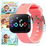 Potty Training Watch for Kids V2 – A Water Resistant Potty Reminder Device for Boys and Girls to Train Your Toddler with Fun/Musical & Vibration Interval Reminders with Potty Training eBook (Pink)