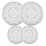 Robbins Aria - Electric Stove Burner Covers - Set of 4, Coil Protectors, Round, Range, Cooktop, Standard Size (Grey Tile)